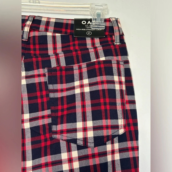 NWT Oat NY high rise straight crop pants in red & blue plaid size 27 - Picture 6 of 6